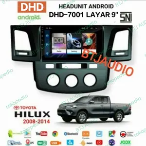 Head Unit Double Din Android OEM Toyota Hilux 2005-2015 Layar 9 Inch Bluetooth Car