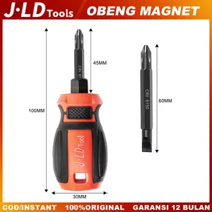 JLD 4Inch Obeng bisa dilepas 3in1 Plus+Minus+Magnet Obeng  Bolak Balik