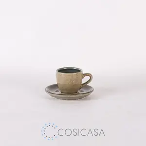 Cangkir Keramik CLARA Artisan Brown Espresso Cup & Saucer 90ml