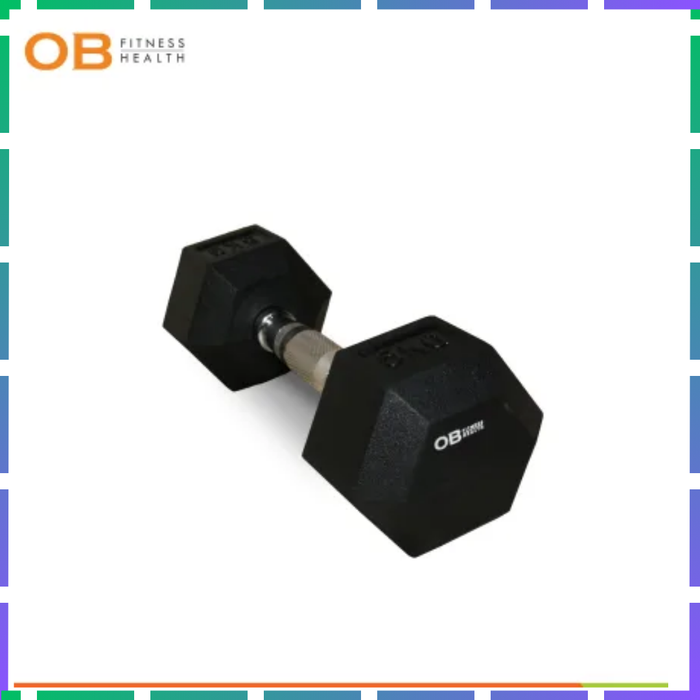 Gambar HEXAGONAL DUMBBELL OB FIT BLACK RUBBER 9 KG dari OB Fitness & Health Kota Administrasi Jakarta Barat Tokopedia