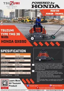 Ride On Power Trowel Tsuzumi Honda TMG36 Mesin Perata Coran Beton