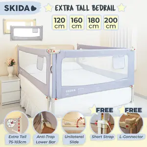 Skida 200cm Extra Tall Bedrail Pagar Ranjang Kasur Bayi Bed Guard Rail