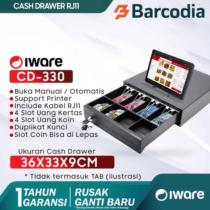 Gambar IWARE CD-330 CASH DRAWER / LACI KASIR RJ11 TO POS PRINTER THERMAL dari Barcodia Kota Administrasi Jakarta Pusat Tokopedia