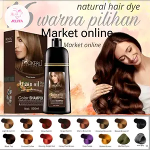 Mokeru Shampoo Argan Oil Shampoo Semir Pewarna Rambut Herbal 500ml