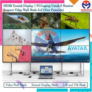 HDMI Multiple Monitor 1 PC U/ 9 TV Extend Display Built in Videowall