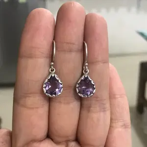 Anting perak wanita permata tetes