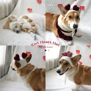PETIQUET Knitted Heart Hat for Pets | Topi Aksesoris Anjing Kucing