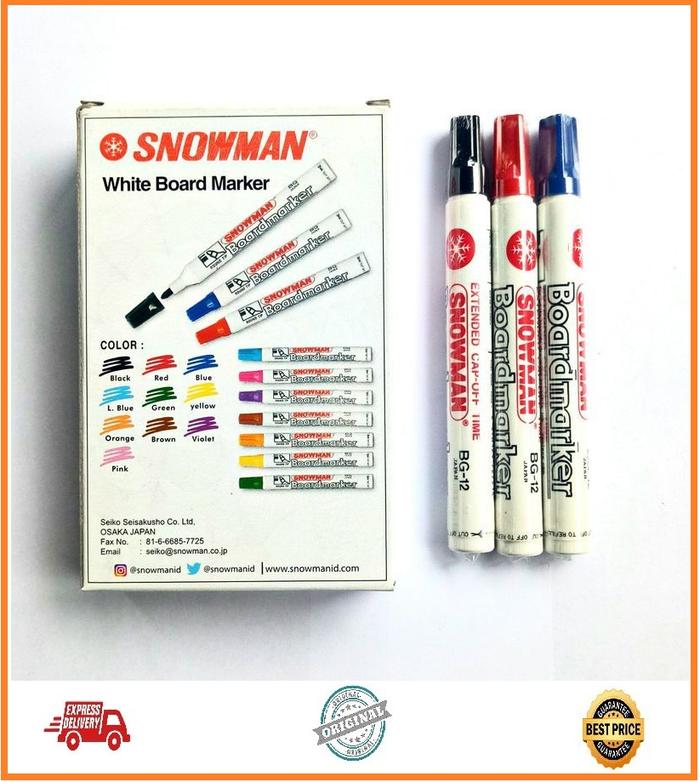 Gambar SPIDOL SNOWMAN WHITE BOARD MAKER HITAM BG 12 dari Lavande-Grosir Kota Administrasi Jakarta Utara Tokopedia