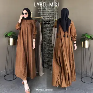 Lybel Midi Motif Armor Houndstooth Dress Rayon Premium