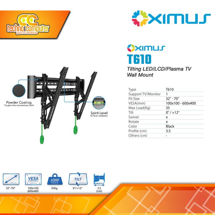 Gambar Bracket Monitor TV 32-70inch OXIMUS T610 Wall Mount Bracket dari Techno Computer Bali Kota Denpasar Tokopedia