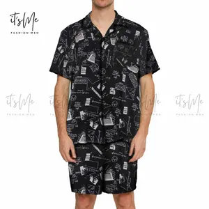 It's Me Men - One Set Kemeja Katun Rayon Dryfit Pria - Baju Tidur Pria Satu Set Santai M L Celana Putih