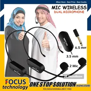 MIC HEADSET WIRELESS BANDO CLIP ON IMAM MASJID JANGKAUAN 50METER