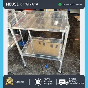 Troli Instrumen 2 Rak Stenlis Meja Trolley Instrumen 2 Rak Stainless