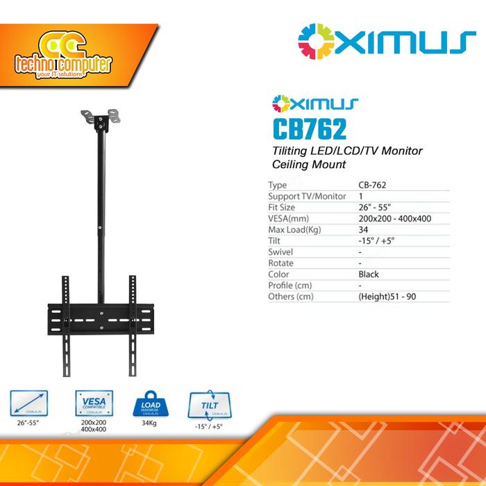 Gambar Bracket Monitor TV 26-55inch OXIMUS CB762 Ceiling Mount Bracket dari Techno Computer Bali Kota Denpasar Tokopedia