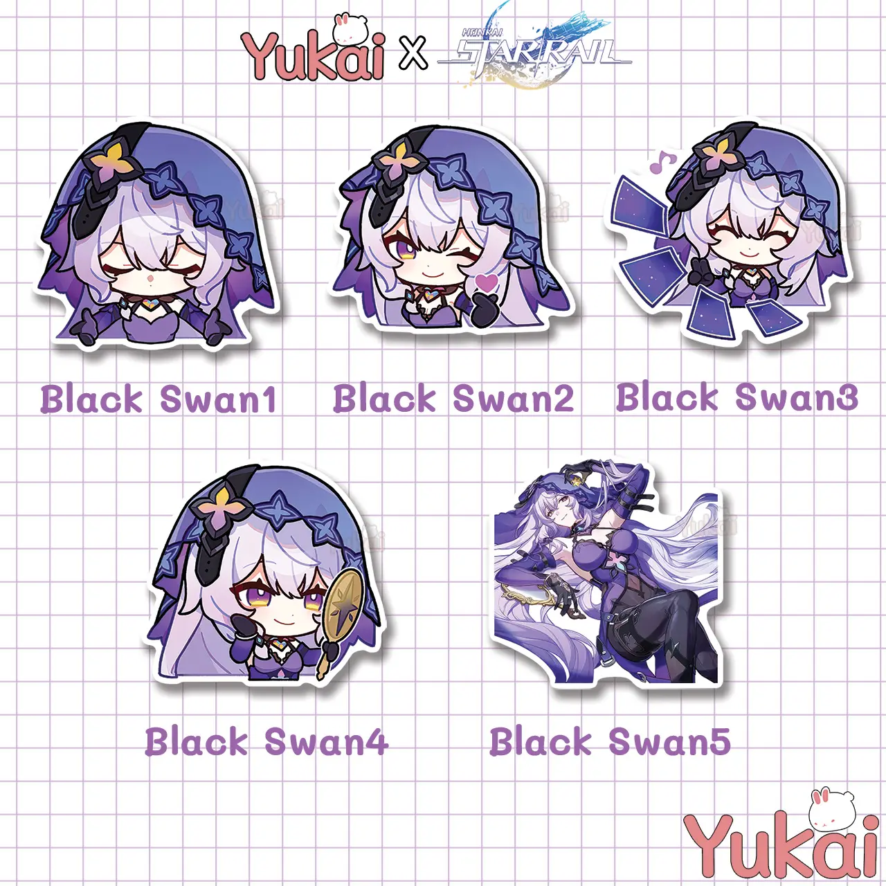 Stiker Black Swan Honkai Star Rail (HSR) Premium, Sticker Anime Waterproof
