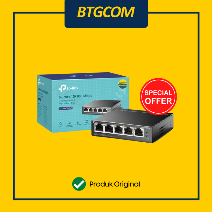 Gambar TP-LINK TL-SF1005LP 5-PORT 100MBPS DESKTOP SWITCH HUB LAN 4-PORT POE dari btgcom Kota Denpasar Tokopedia