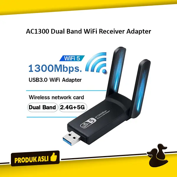 AC1300 WiFi USB Adapter Dongle WiFi Dual Band 2.4G/5G 2 Antena USB 3 0