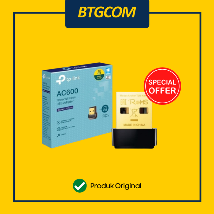 Gambar TP-LINK ARCHER T2U NANO AC600 WIRELESS USB ADAPTER dari btgcom Kota Denpasar Tokopedia