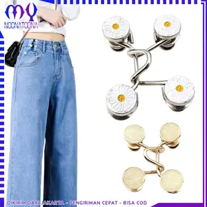 MYNOONA Kancing Jeans Logam Adjustable Kait Pengecil Lingkar Pinggang Celana