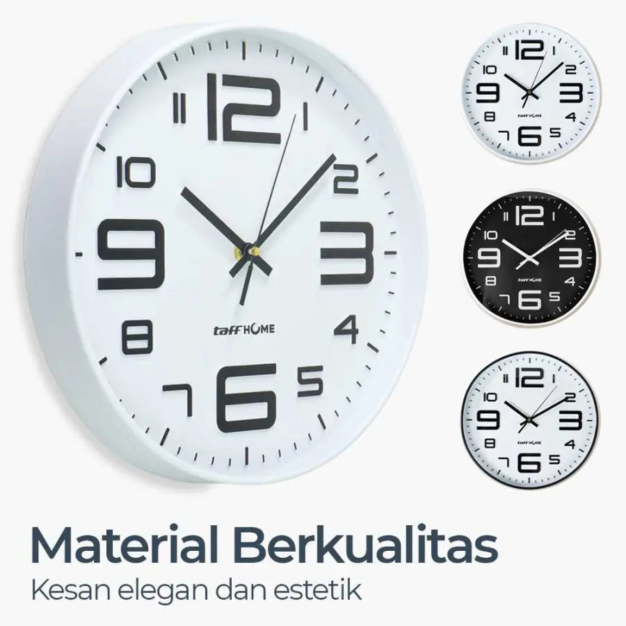 Jam Dinding Taff Desain Minimalis Modern Bulat 30 cm Silent Movement