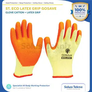 Sarung Tangan Katun Kombinasi Karet Latex / Grip Anti Slip Eco Gosave Sarung Tangan sarung  tangan