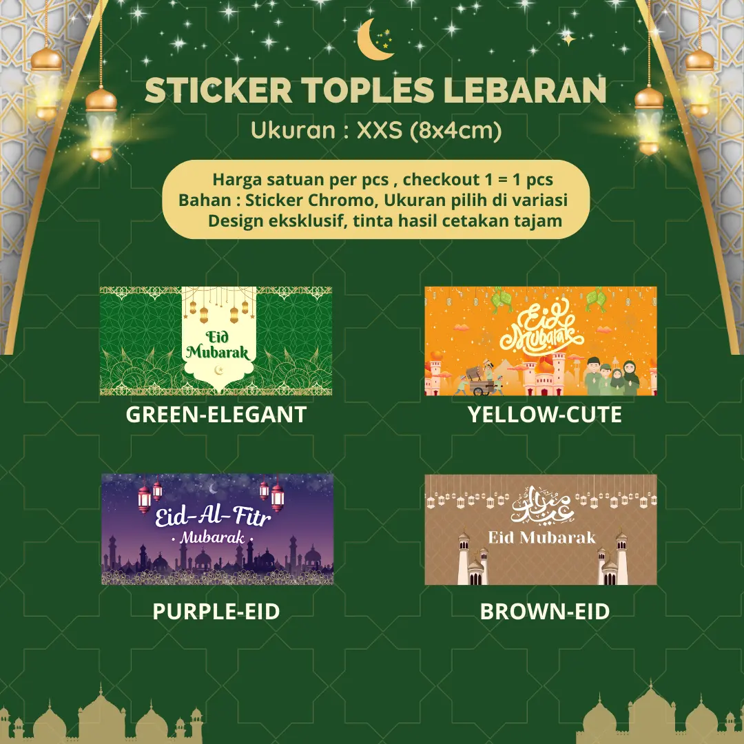 Stiker Toples Lebaran Sticker Box Kue Kering Idul Fitri XXS 8x4 cm