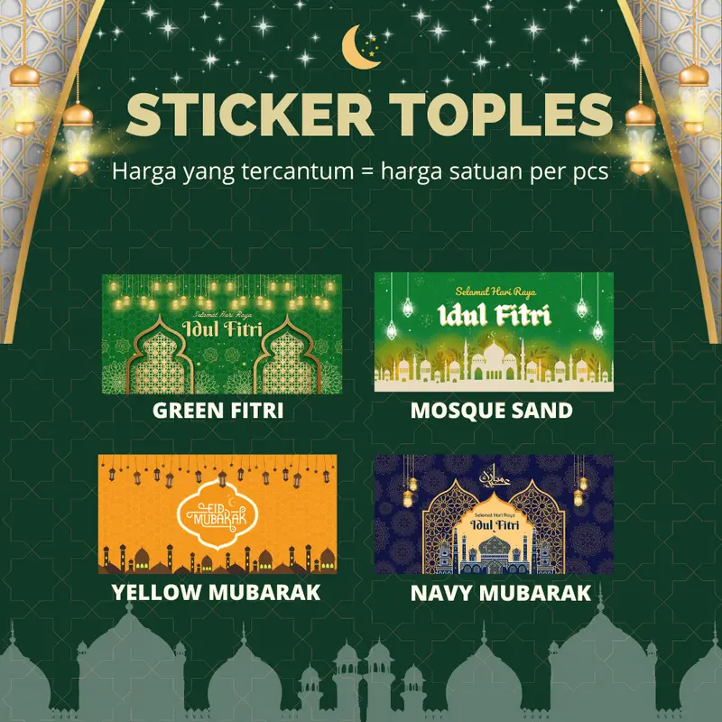 Stiker Toples Lebaran Sticker Box Kue Kering Idul Fitri XXS 8x4 cm 1