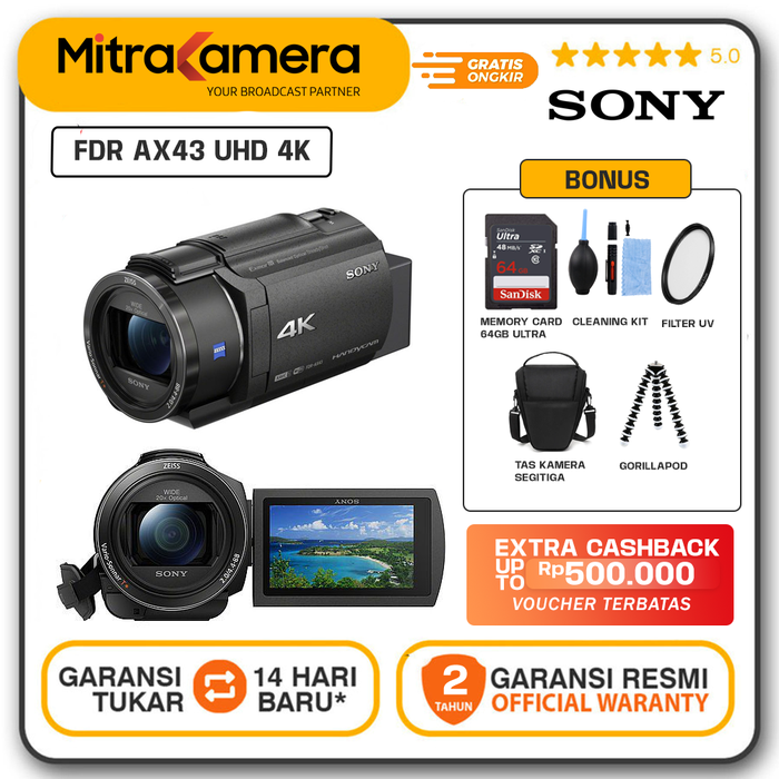Fdr Ax43 Jual Sony FDR AX43 Sony AX43 UHD 4K Handycam Camcorder - STANDAR - Kota ...