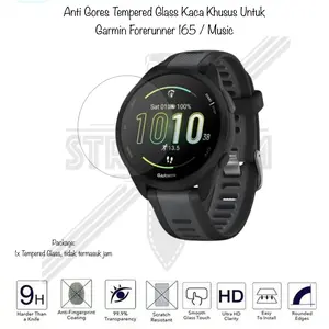 Kaca Tempered Glass Anti Gores kompatibel untuk Garmin Forerunner 165 & 165 Music Pelindung Layar HD 9H Anti Sidik Jari