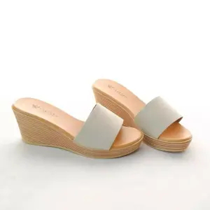 Sandal Kulit Wedges Selop 7 cm Papirut Asli Garut Wanita Pesta Bee