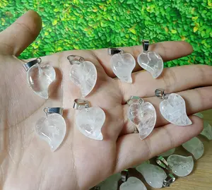 Natural Clear Quartz Pendant New Heart   2 cm (harga per pcs)