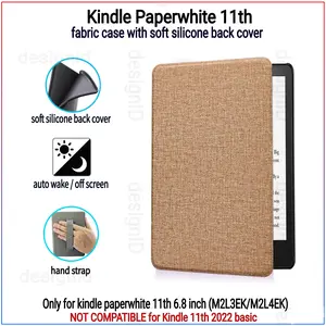 Fabric case kindle paperwhite 11th 2021 with hand strap casing denim cover designid