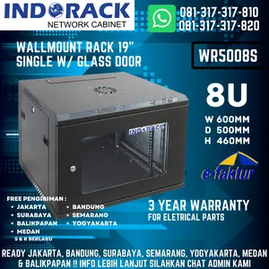 WALLMOUNT INDORACK 8U 500MM SINGLE DOOR RACK SERVER - WR5008S