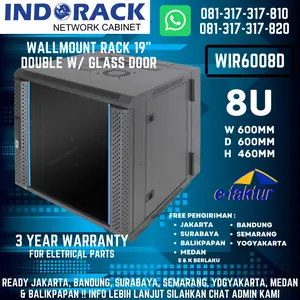 INDORACK / WALLMOUNT 8U DEPTH 600MM 19 INCH / DOUBLE DOOR / RACKMOUNT