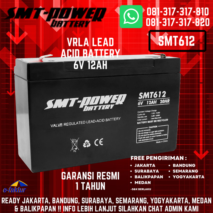 Jual BATTERY KERING / BATERAI MOBIL DAN MOTOR MAINAN ANAK SMT POWER 6V ...