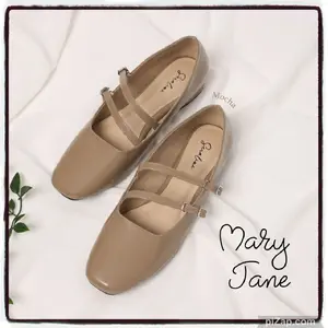 Sepatu wanta SERALINE seri Mary Jane 20mm warna Mocha sz 35 - 40