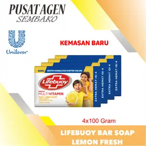 LIFEBUOY SOAP LEMON FRESH 110 G GR 4 SABUN MANDI BATANG KUNING 110GR