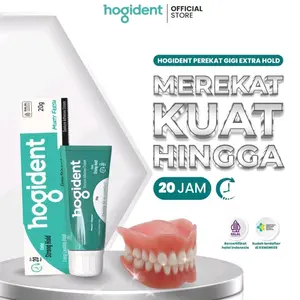 Hogident lem perekat gigi palsu 20gr tahan sampai 20 jam