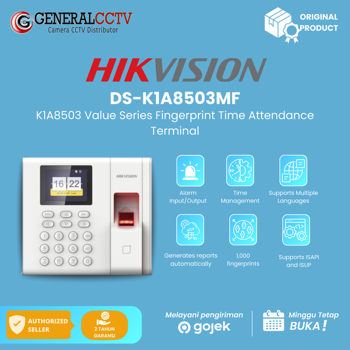 Gambar Hikvision DS-K1A8503MF Value Series Fingerprint Time Attendant - DS-K1A8503MF dari General CCTV Kota Administrasi Jakarta Barat Tokopedia