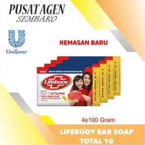 LIFEBUOY SOAP TOTAL 10 110 G GR 4 PCS SABUN MANDI BATANG MERAH 110GR