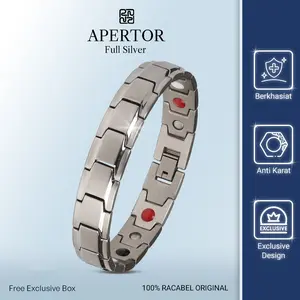 (Racabel) Gelang Kesehatan Bio Magnetik 100% Original - Full Silver