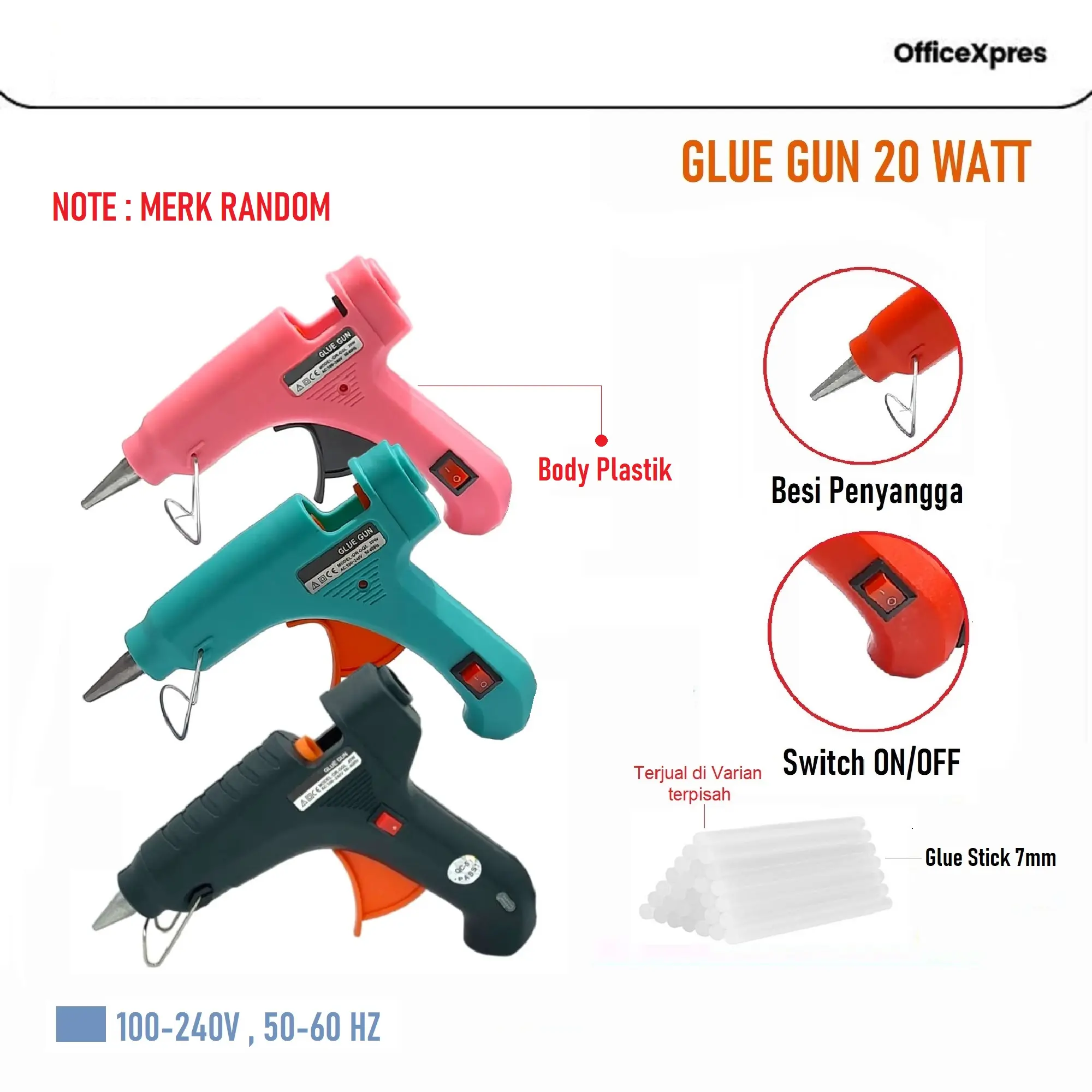 Hot Glue Gun / Melt Adhesive / Alat Lem Bakar / Lem Tembak 20,40,60W