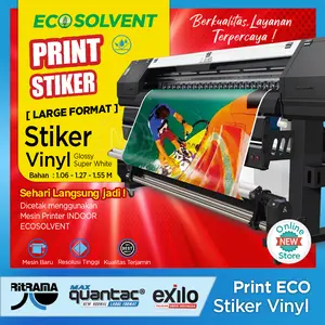 PRINT STIKER / CETAK STIKER METERAN INDOOR ECOSOLVENT VINYL MERK RITRAMA, QUANTAC, EXILO uk 0.5M