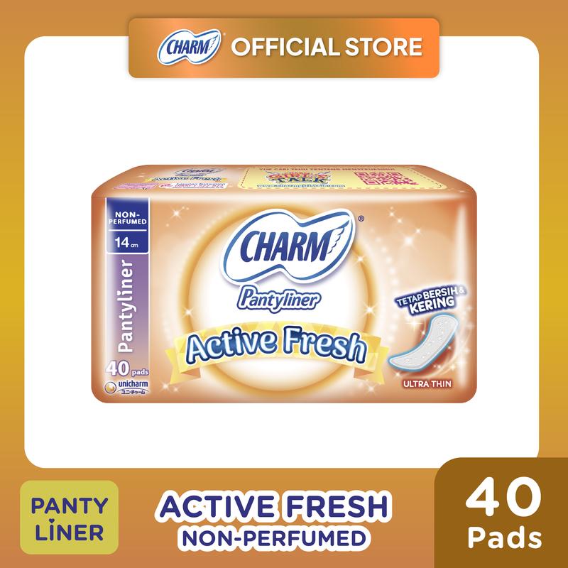 Charm Pantyliner Active Fresh Non Perfumed 40 Pads - Shop | Tokopedia