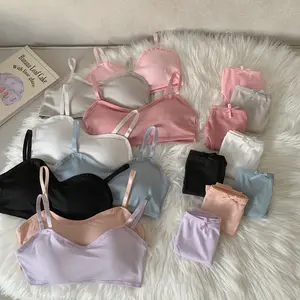 Setelan Pakaian Dalam Wanita Bra dan Celana Dalam Motif Polos