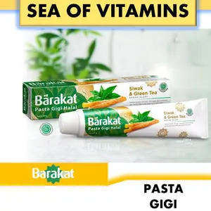 BARAKAT PASTA GIGI SIWAK & GREEN TEA 75 G + 15 G HALAL