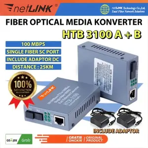 Netlink Htb 3100 A & B Fiber Optik Sepasang + Adaptor