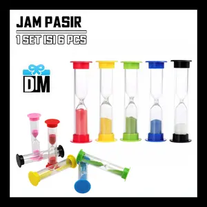 Jam Pasir Stopwatch Pasir Hour Glass Gelas Waktu Timer 1 Set isi 6
