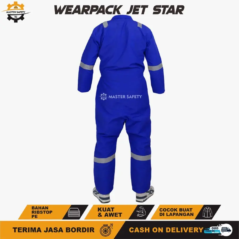 Wearpack safety lengan panjang seragam kerja memakai scotlight - wearpack kerja pabrik bengkel las Abu Hitam Merah Navy Biru Celana Atasan Baju Setelan Hijau 3