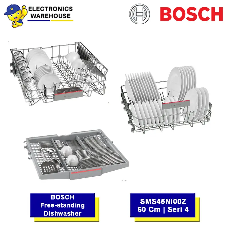 Bosch SMS45NI00Z Free-Standing Dishwasher 60cm Seri 4 Silver Inox 3